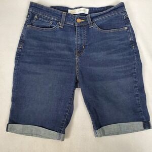 Signature by Levi Strauss Womens Mid Rise Bermuda Shorts Dark Wash 22W